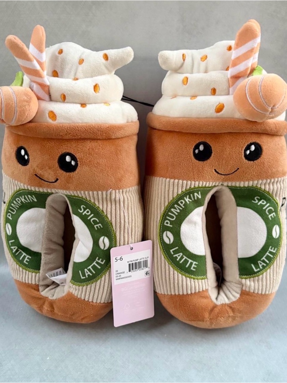 Target Pumpkin Spice Latte Plush Slippers Woman’s 5-6